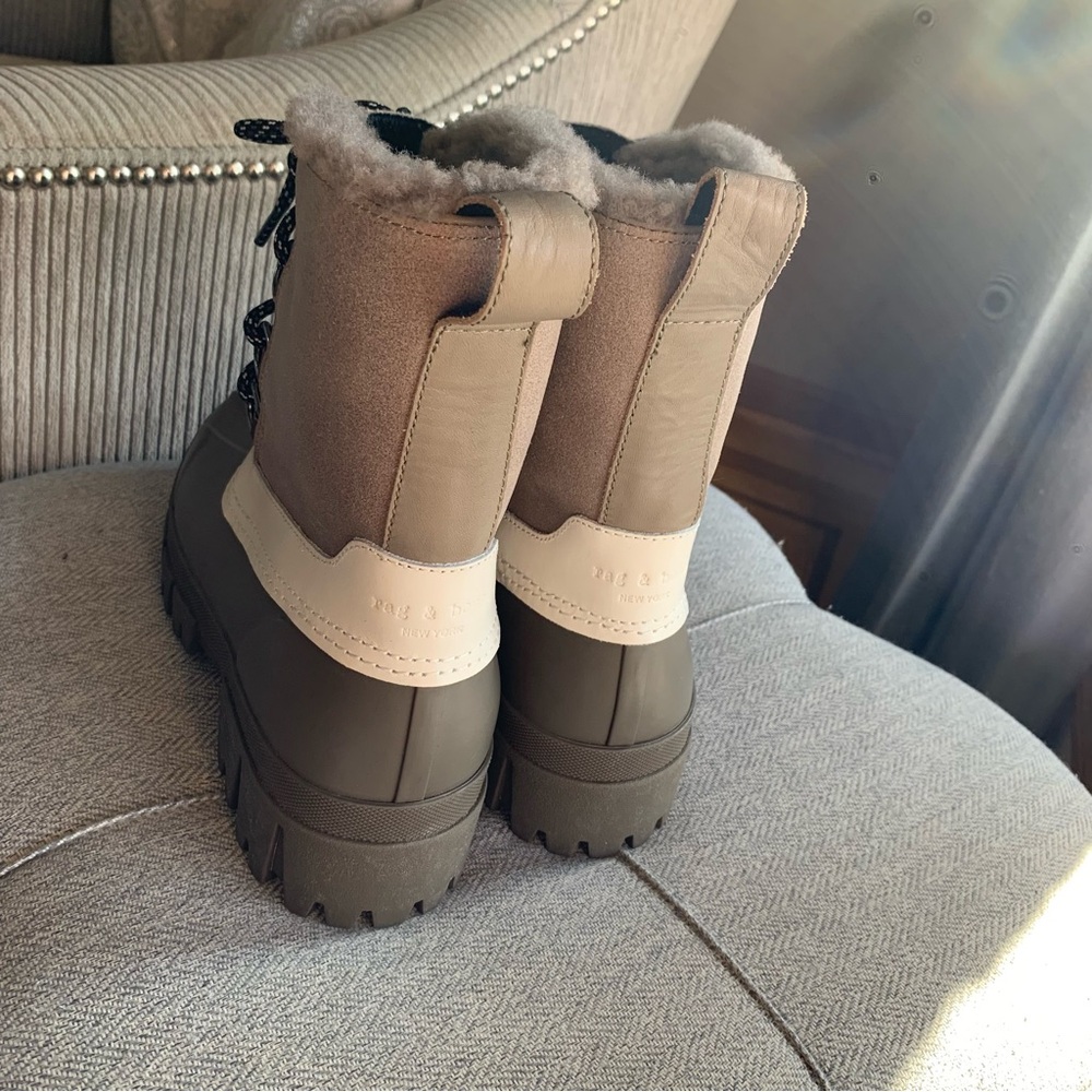 Rag & Bone RB Shearling Winter Rain Snow Boots Size 37 EUR 6.5 US Womens - Picture 9 of 14